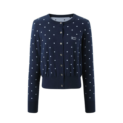 Polka Dot Jacquard Knit Cardigan
