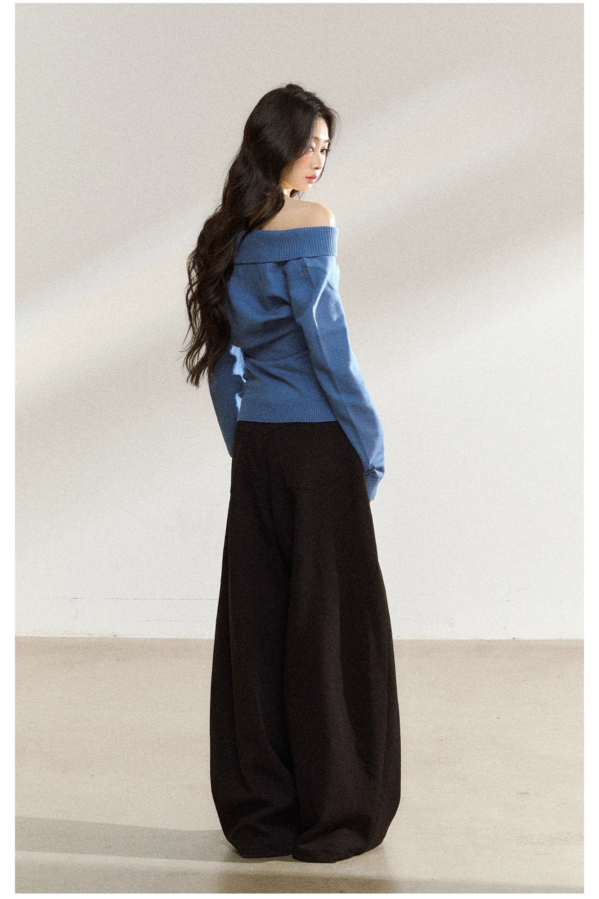 Black Relaxed Straight-Leg Trousers