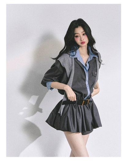 Hepburn-Style Bubble Hem Mini Dress