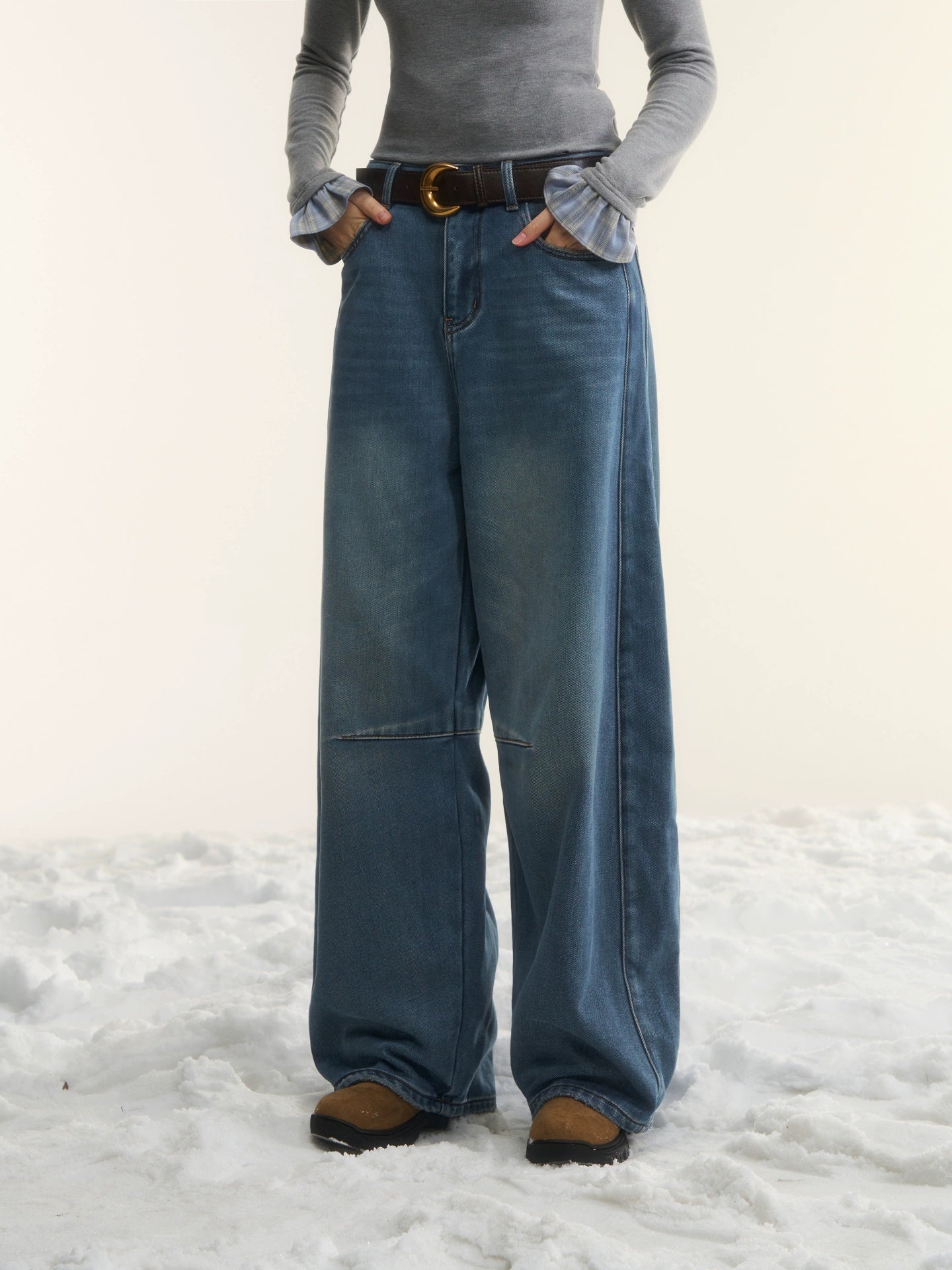 Washed Sculpted Loose-Fit Denim Trousers