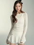 Black & White Wool Lace Spliced Dress - CHINASQUAD