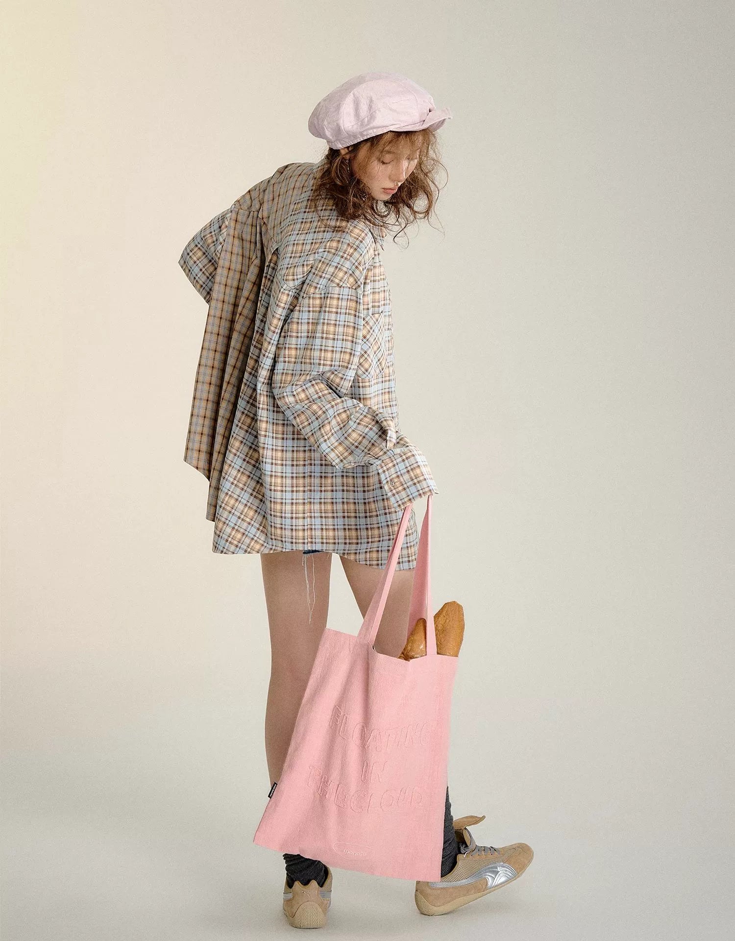 Color-blocked Plaid Oversized Shirt