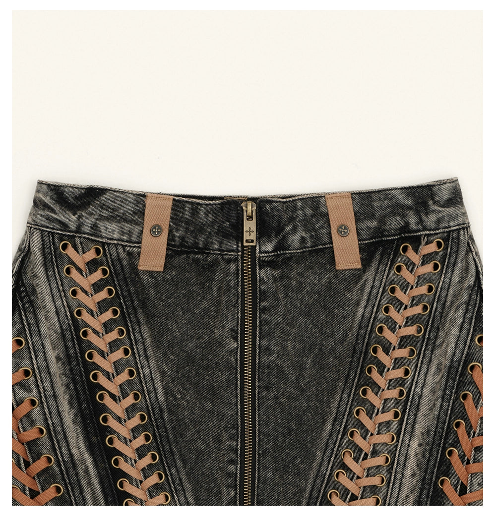 Ancient Myth Woven Utility Denim Skirt