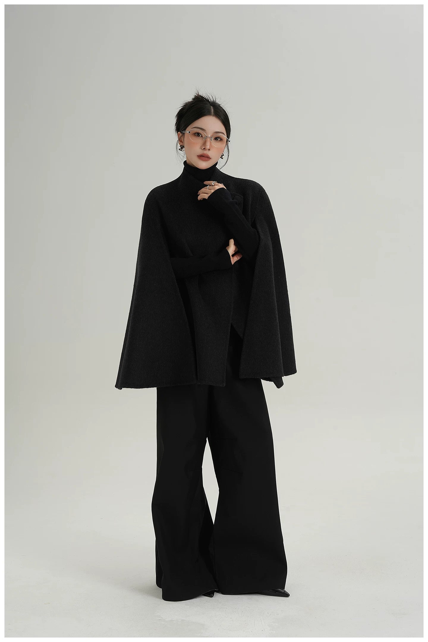 A-Line Cape-Style Double-Faced Wool Jacket