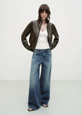 Vintage Blue Washed Wide-Leg Jeans - CHINASQUAD