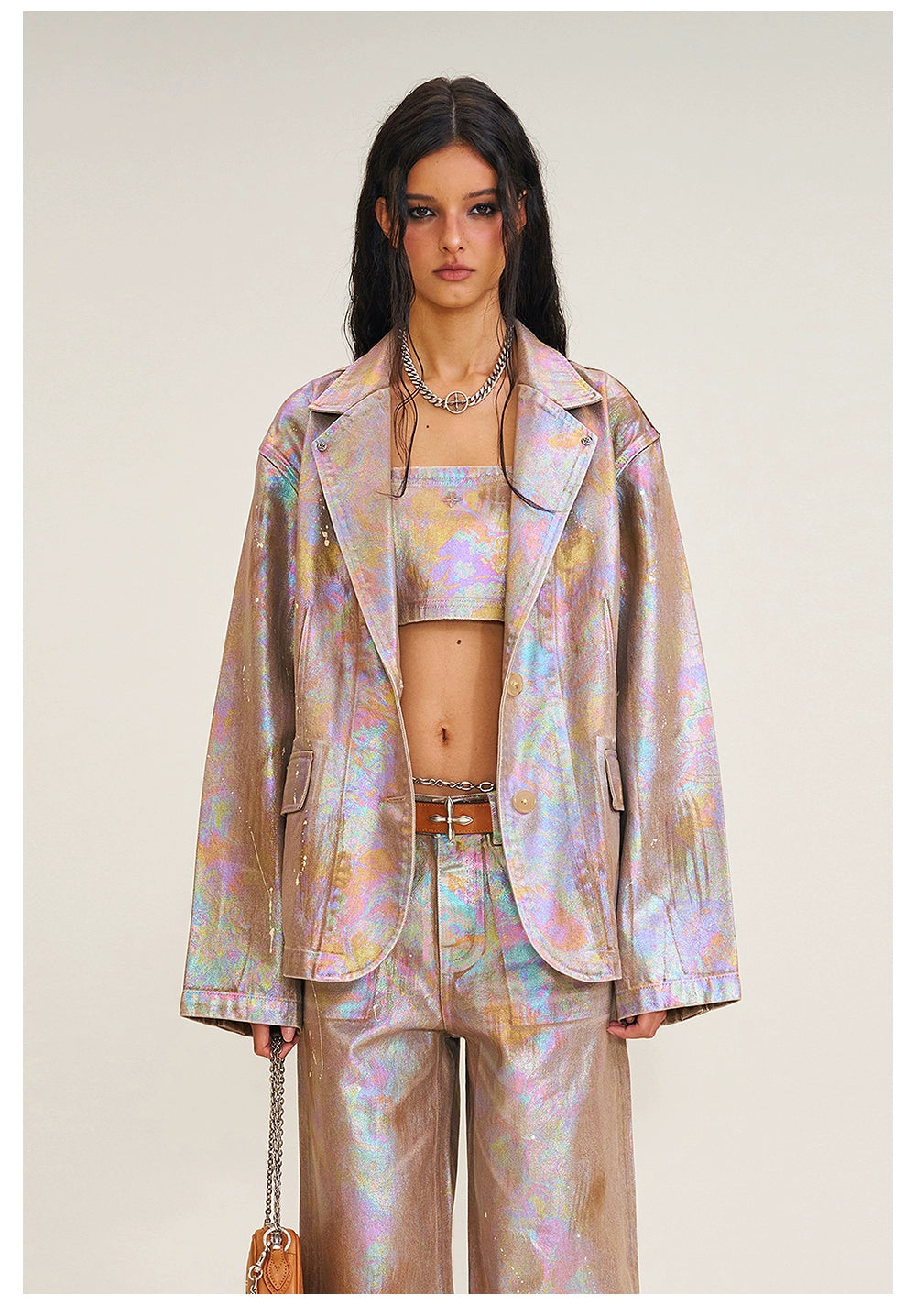 Iridescent Denim Blazer