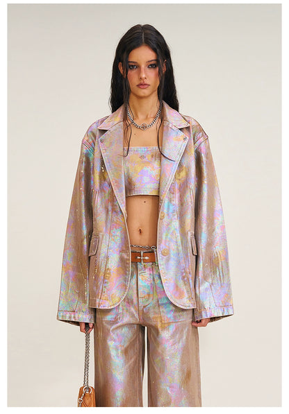 Iridescent Denim Blazer