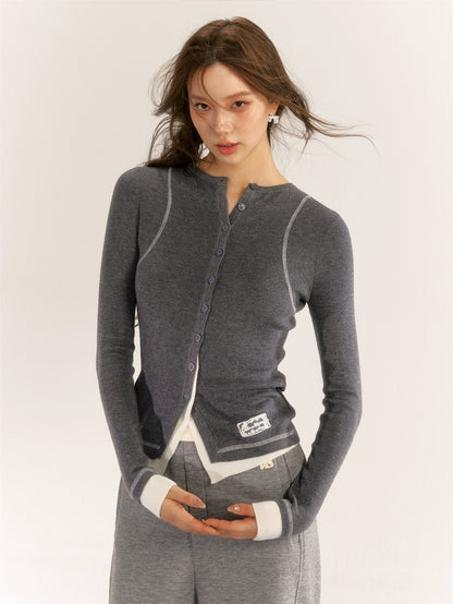 Gray &amp; Black Layered Knit Pullover