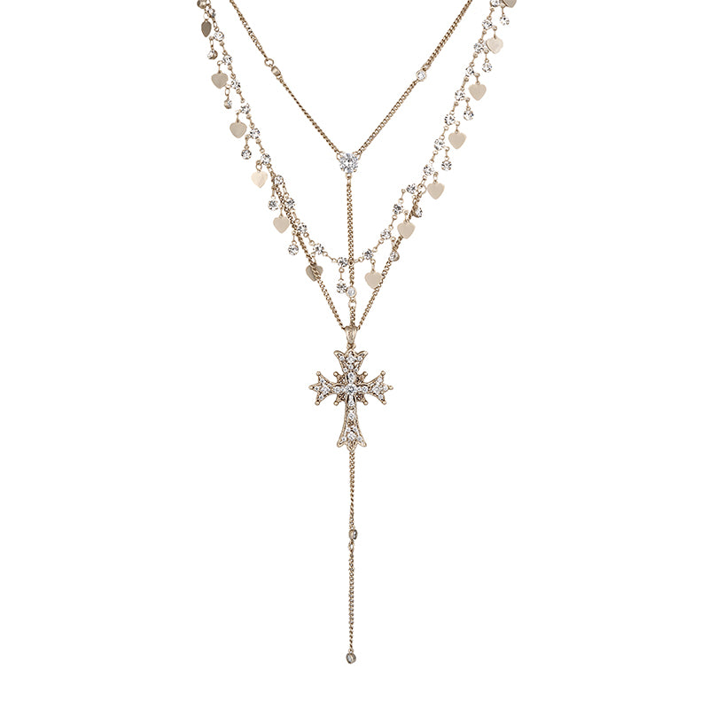 Double-layered Cross Necklace - CHINASQUAD