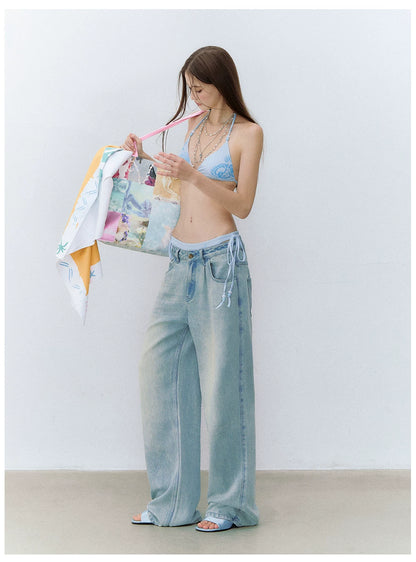 Vintage Washed Lyocell Straight-Leg Jeans