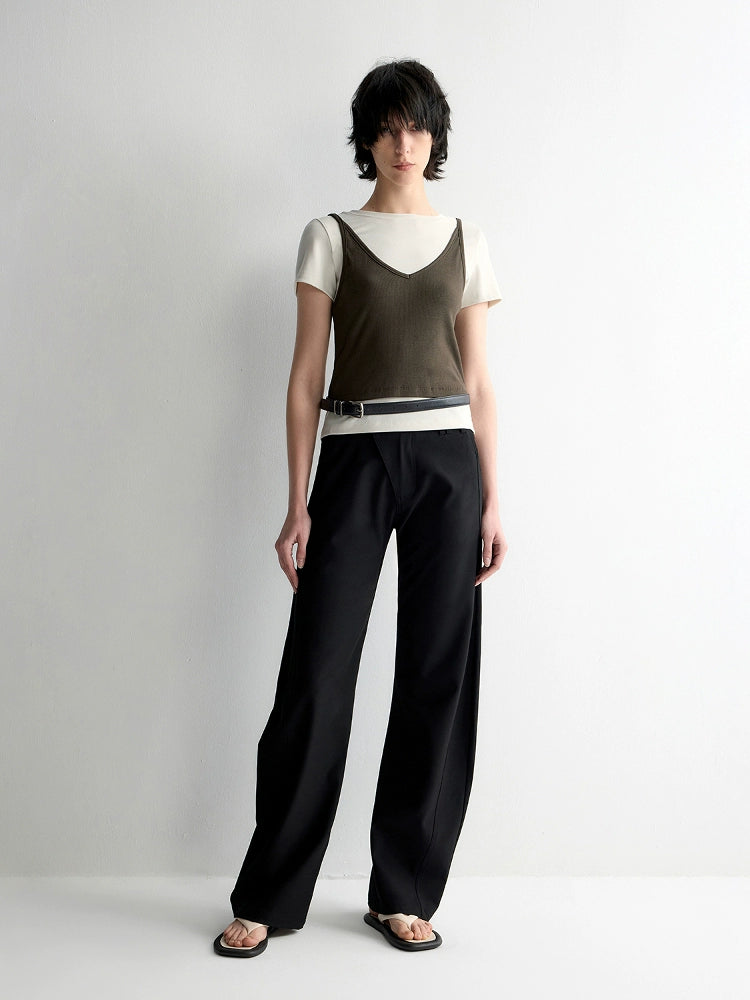 Cross-Design Low-Waisted Casual Pants