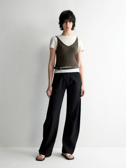 Cross-Design Low-Waisted Casual Pants