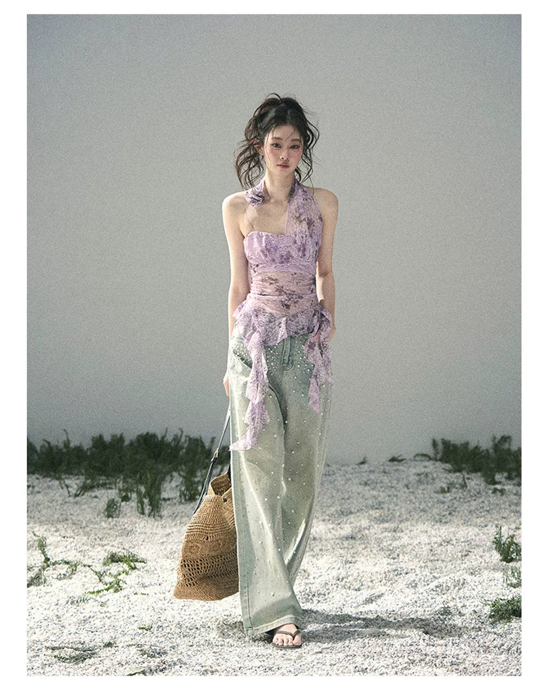 Bauhinia Bloom Asymmetric Halter Top