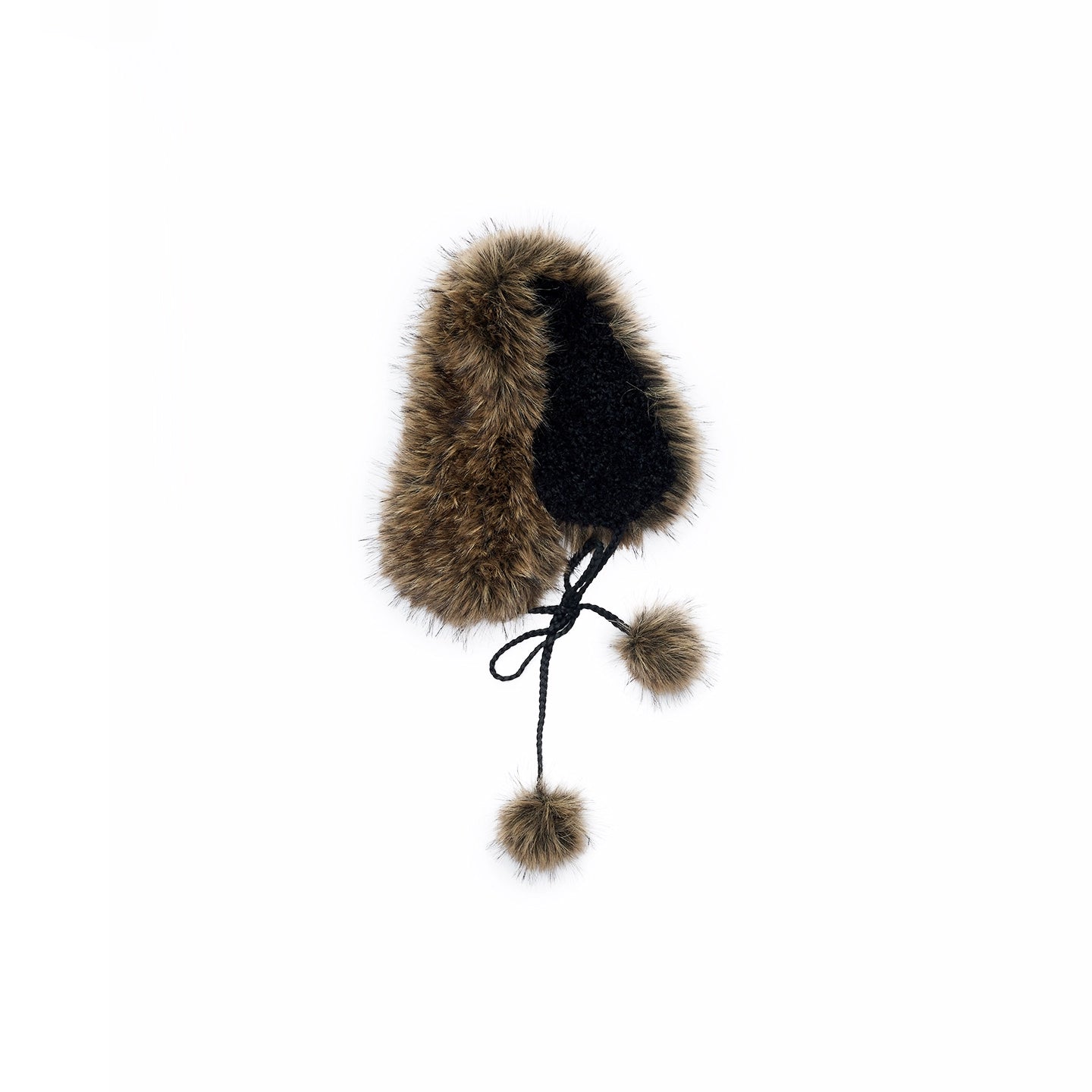 Reversible Faux Fur Pom-Pom Ear Muff Collar