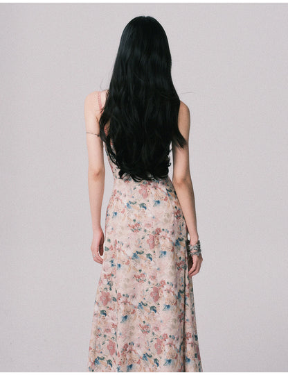 Floral French Vacation Slip Maxi Dress