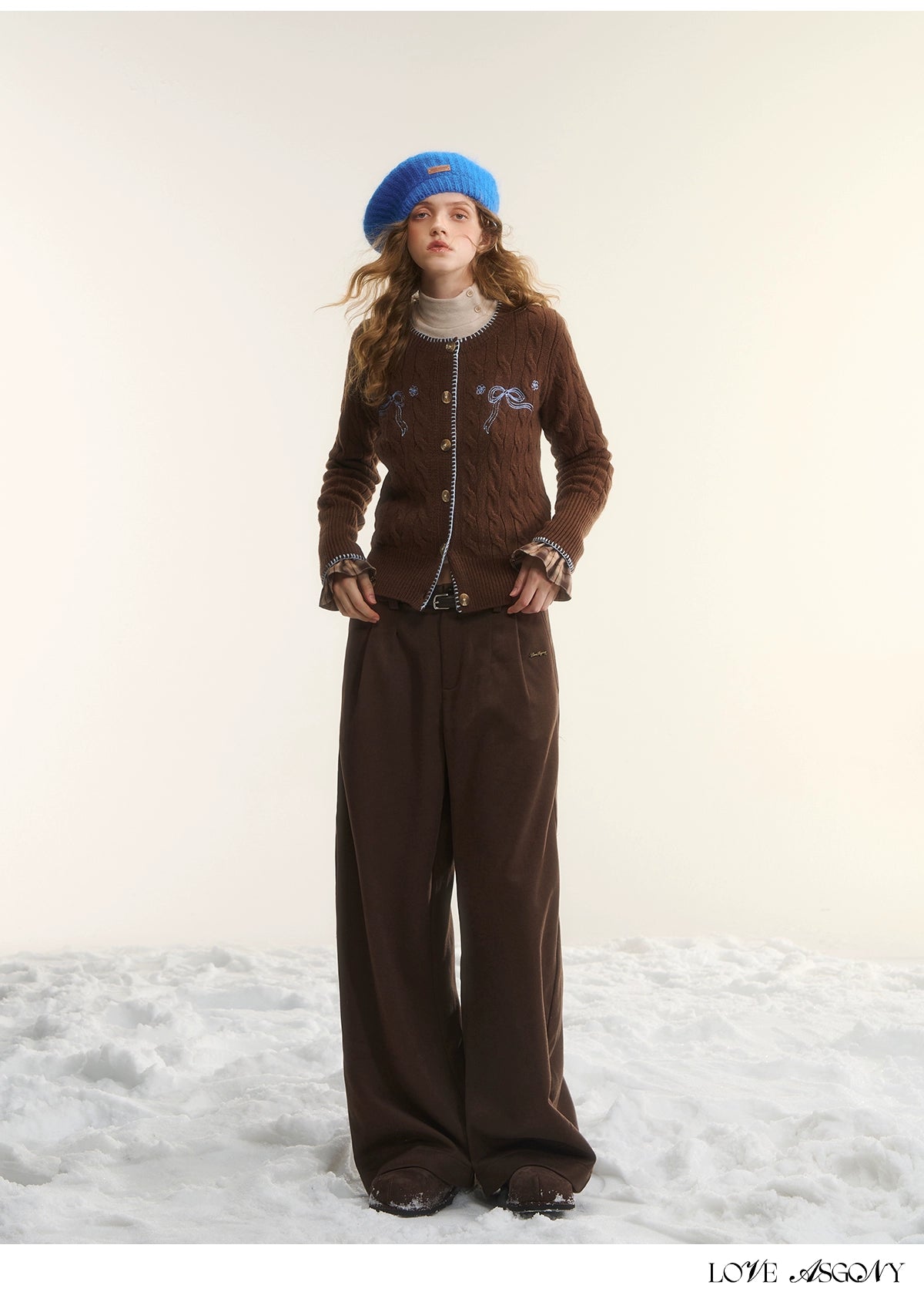 Fleece-Lined Relaxed Belted Trousers