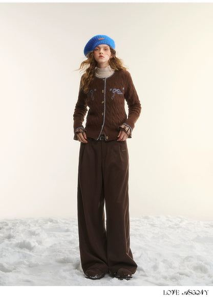 Fleece-Lined Relaxed Belted Trousers