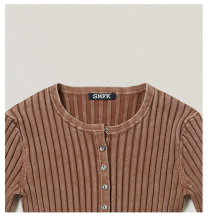 Wild Retro Ribbed Knit Cardigan