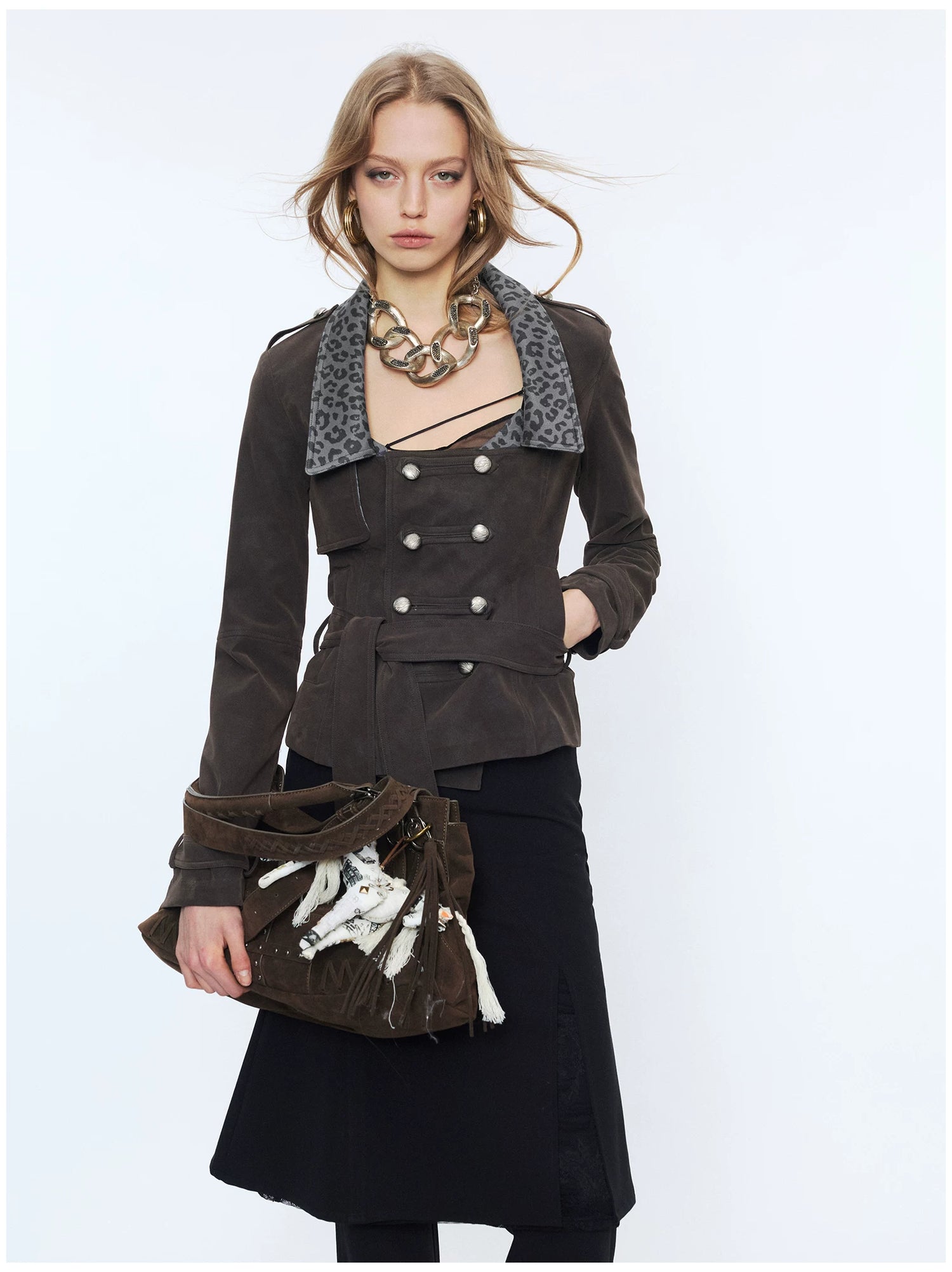 Punk Suede Short Trench Jacket