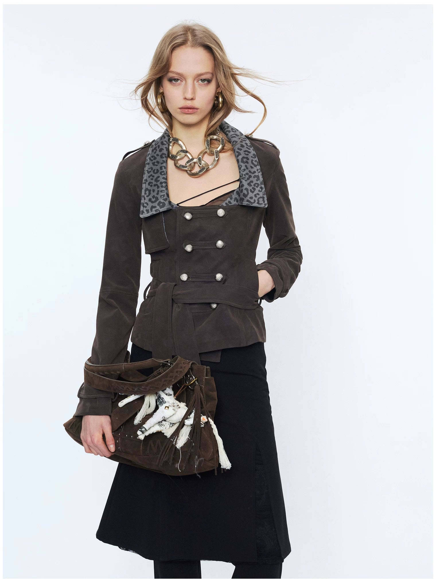 Punk Suede Short Trench Jacket