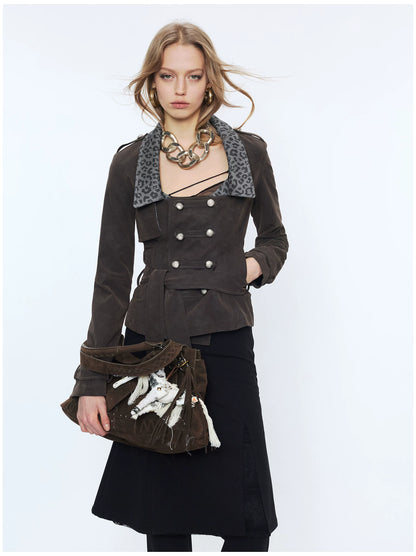 Punk Suede Short Trench Jacket