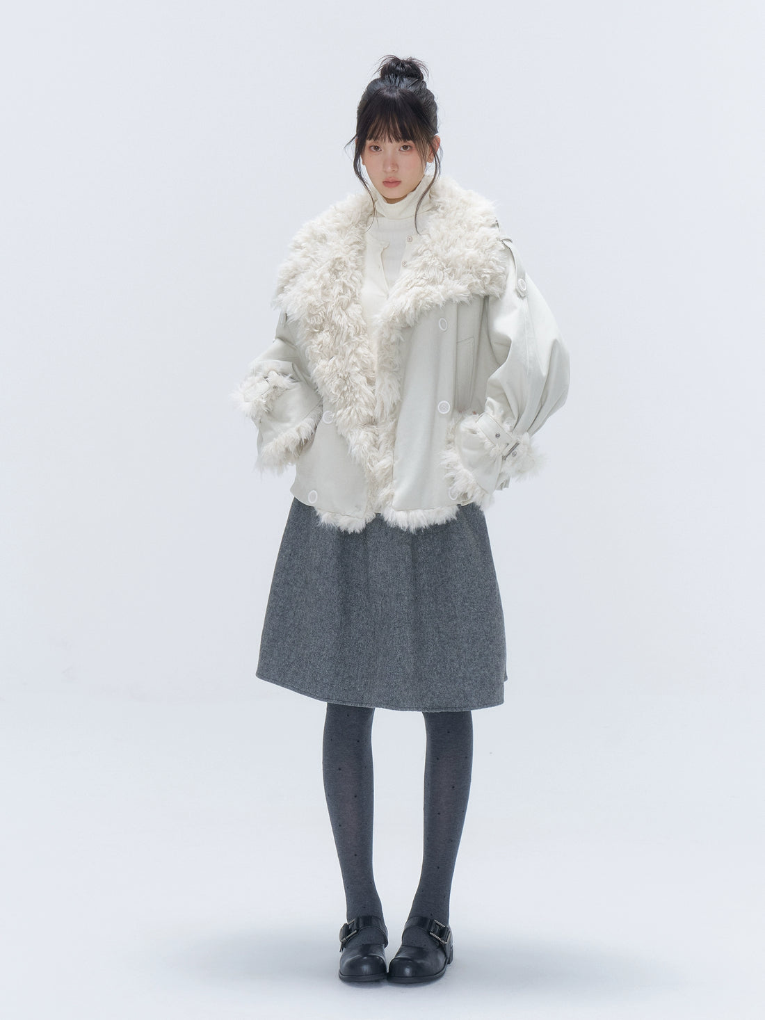 Faux Fur Leopard-Panel Parka Jacket