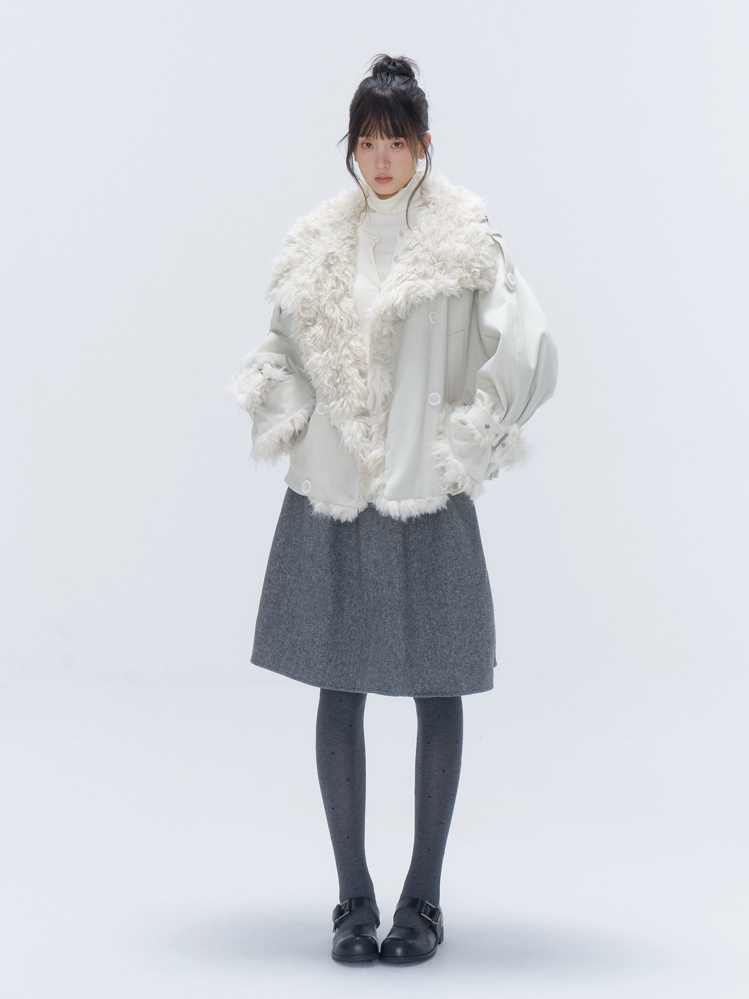 Faux Fur Leopard-Panel Parka Jacket