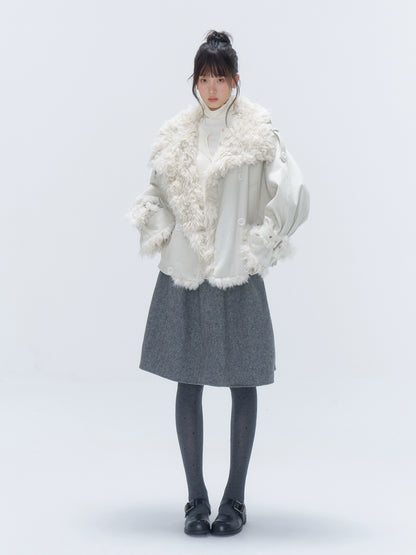 Faux Fur Leopard-Panel Parka Jacket