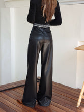 Black Flared Leather Pants - CHINASQUAD