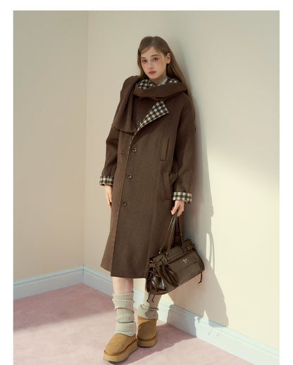 Berlin Avenue Wool Check Scarf Coat