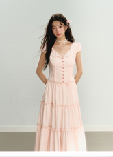 Pink Waist Belted Midi Dress - CHINASQUAD