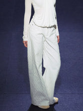 Double-Button Diamond Check Straight-Leg Pants - CHINASQUAD