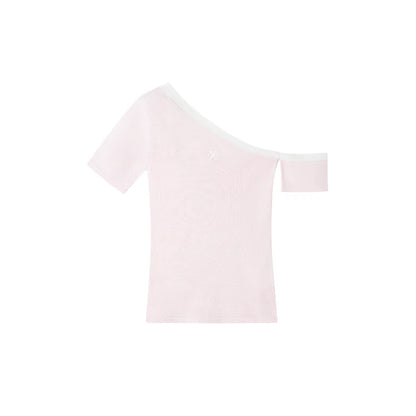 Asymmetric Sculpting Contrast Trim Fitted Tee
