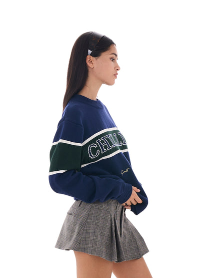 Varsity Knit Pullover Sweater