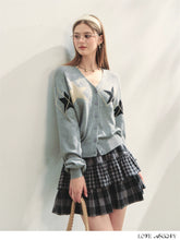 Single-breasted Star Argyle Knit Cardigan - CHINASQUAD