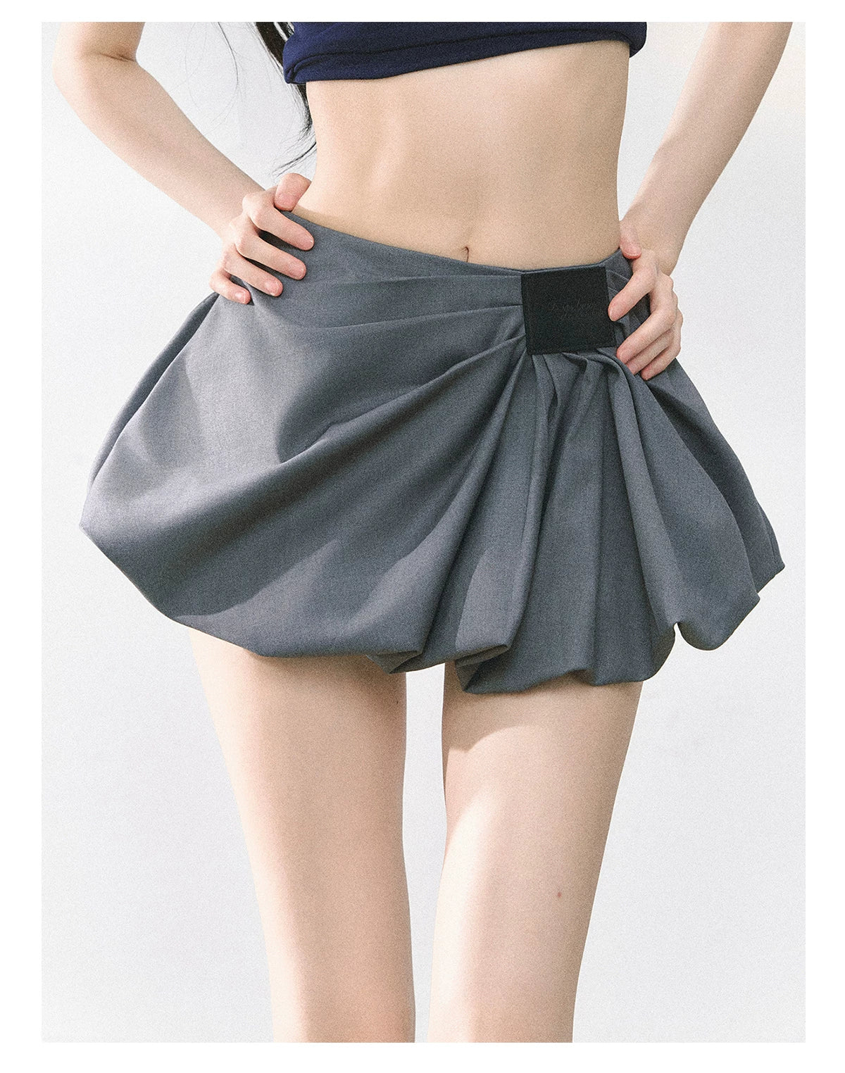 American-Style High-Waist Bubble Mini Skirt