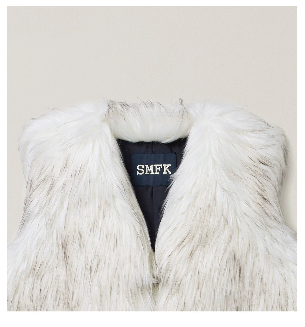Cross Relic Oversized Faux Fur Vest