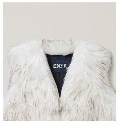 Cross Relic Oversized Faux Fur Vest