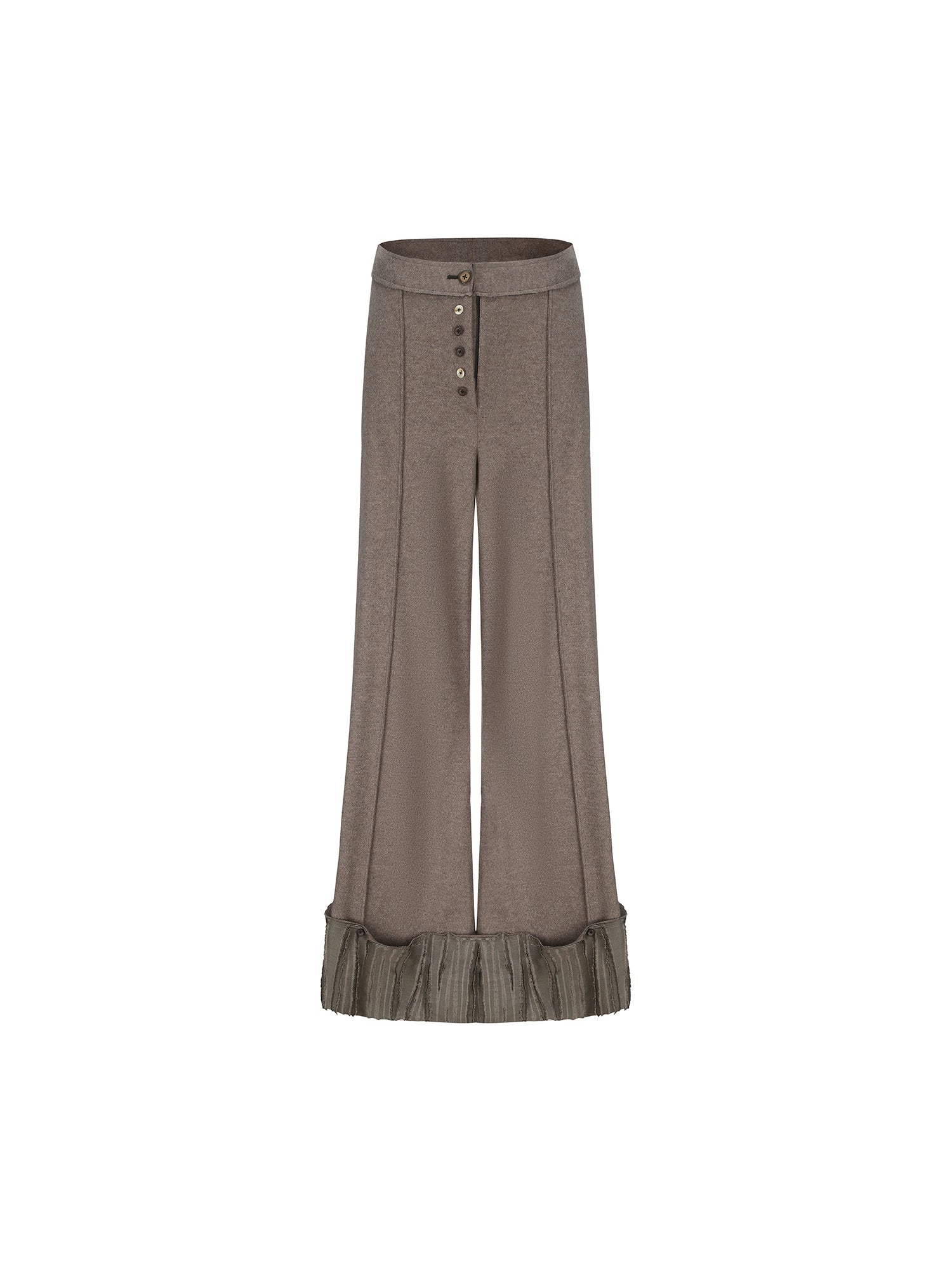 Wool Button-Front Straight-Leg Pants