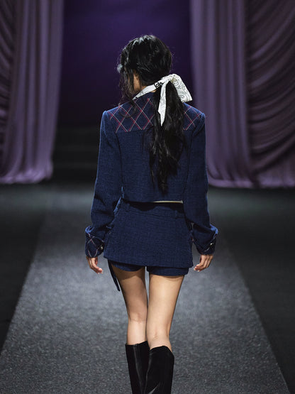 Quilted Stitch Jacket &amp; A-Line Skirt Set