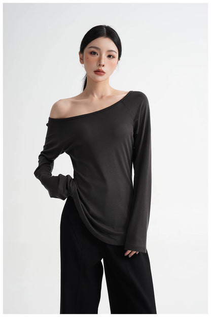 Waist-Cinching Fitted Long Sleeve T-Shirt