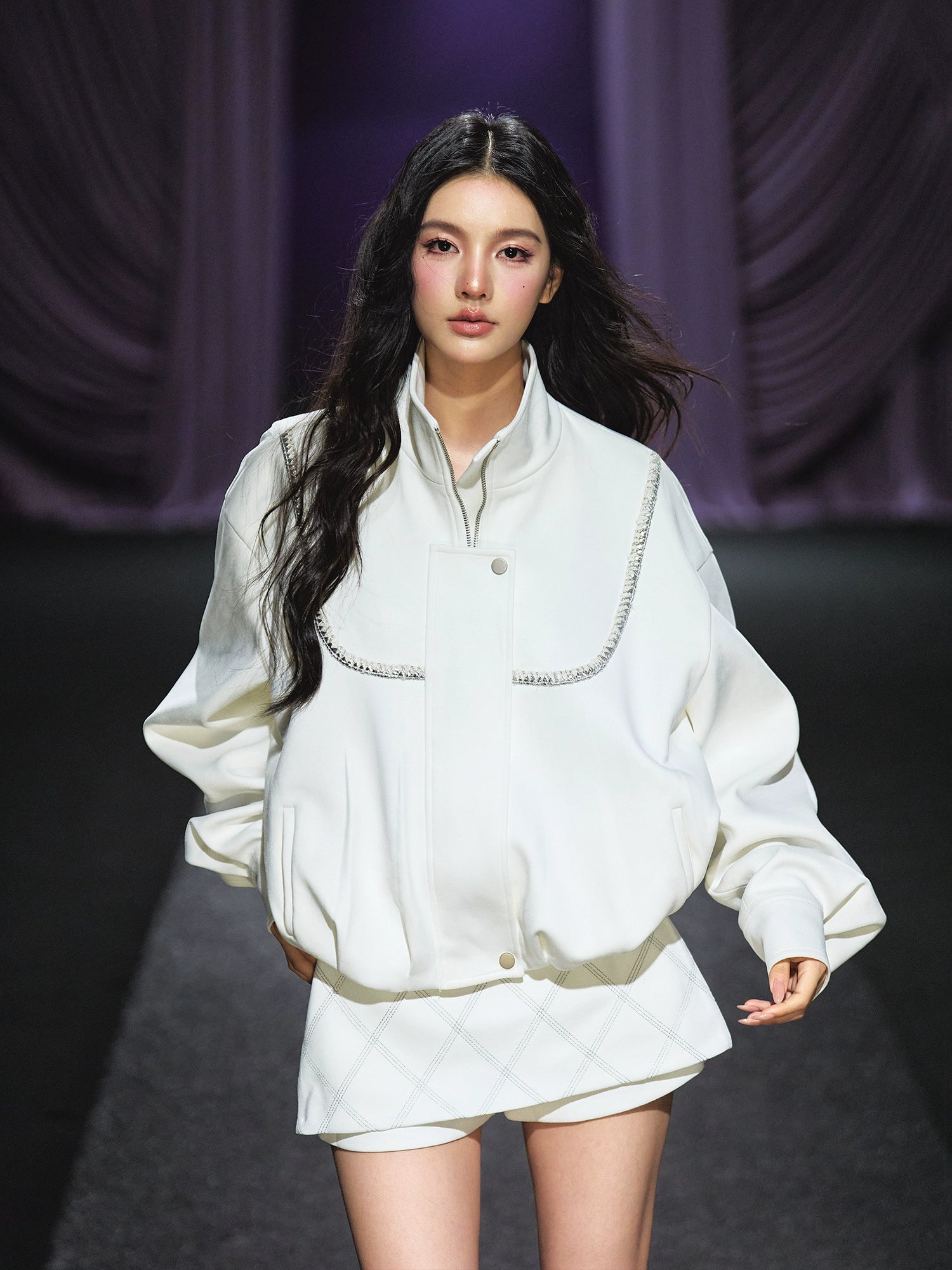 Suede Stand Collar Oversized Jacket