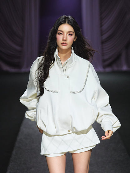 Suede Stand Collar Oversized Jacket