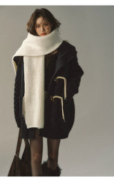 Khaki & Black Horn Button Knit Cardigan - CHINASQUAD