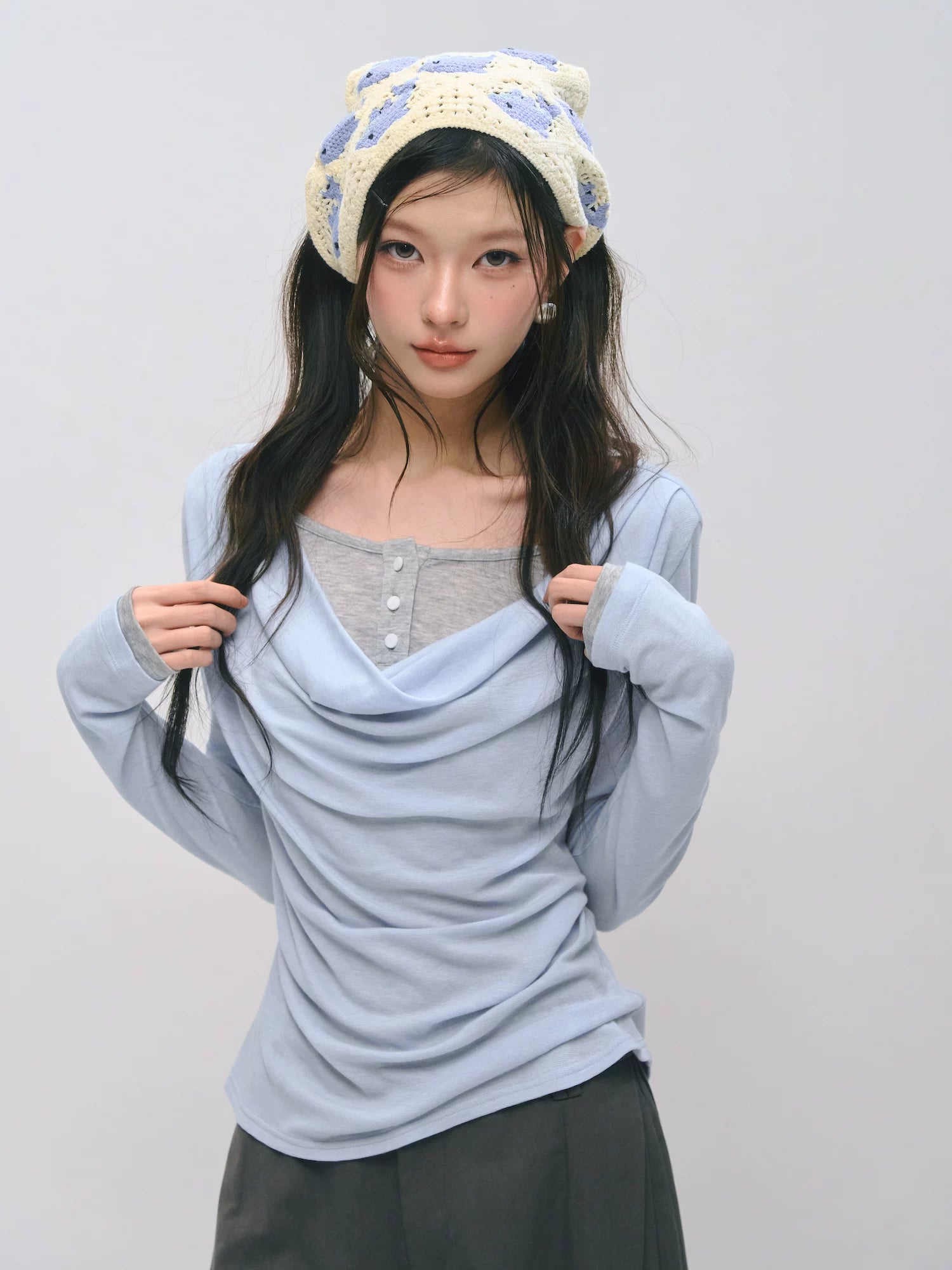 Waist-Cinching Long Sleeve T-Shirt