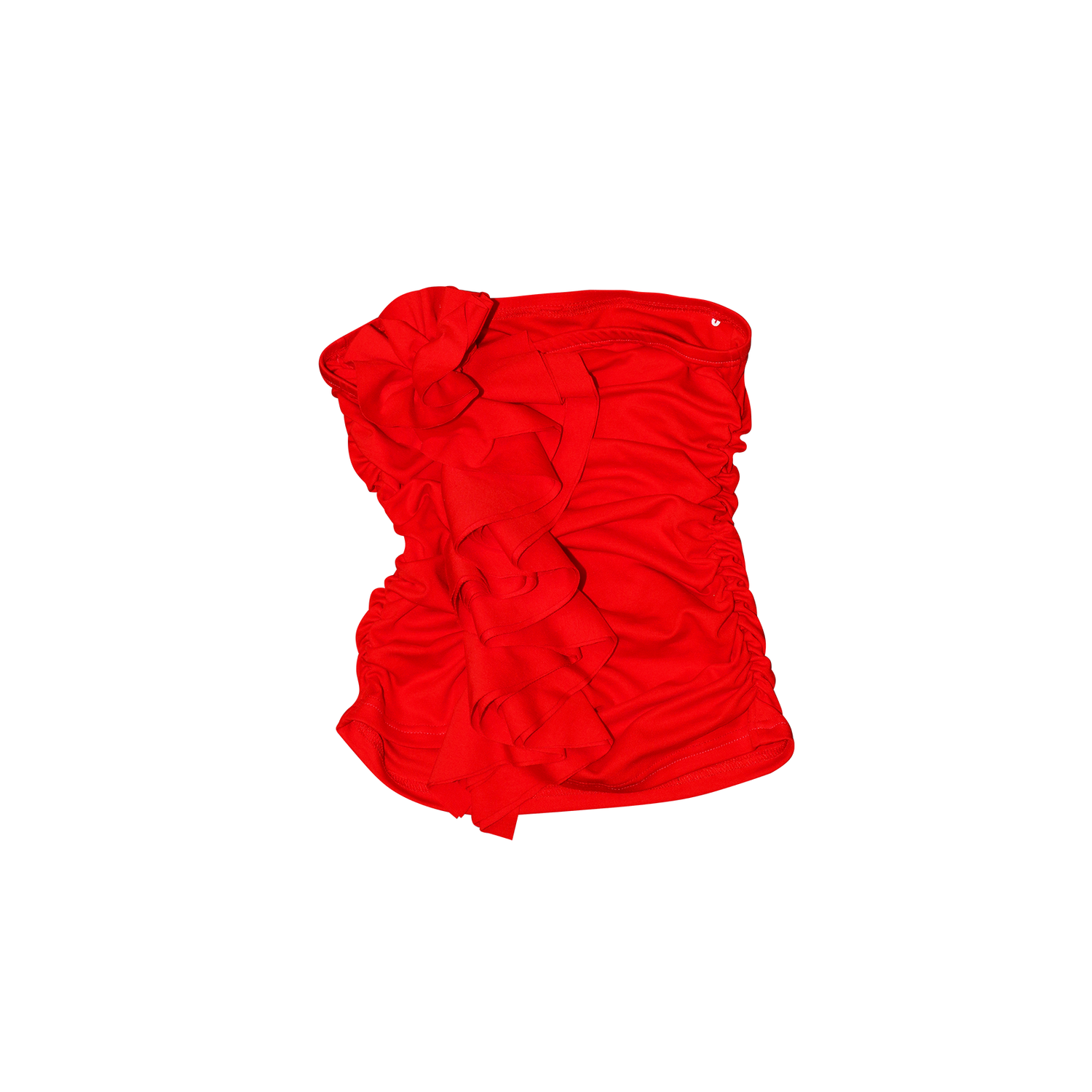 Red Floral Ruched Bandeau Crop T-shirt