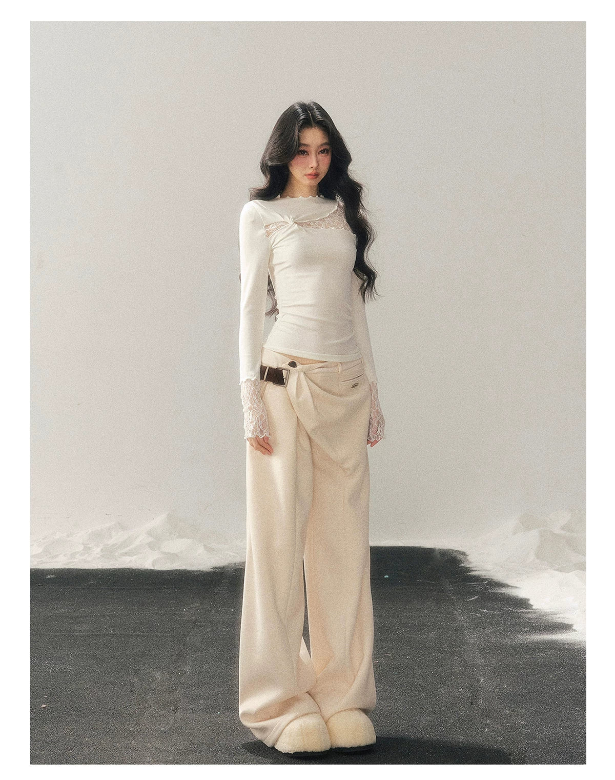 Mock-Neck Slim-Fit Long Sleeve T-Shirt