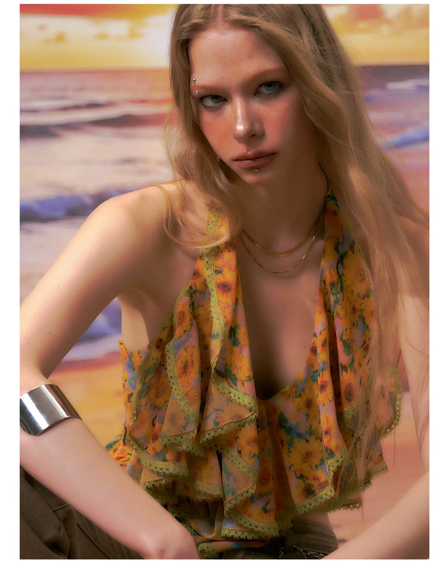 Floral Halter Backless Camisole