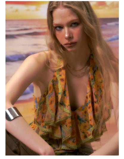 Floral Halter Backless Camisole