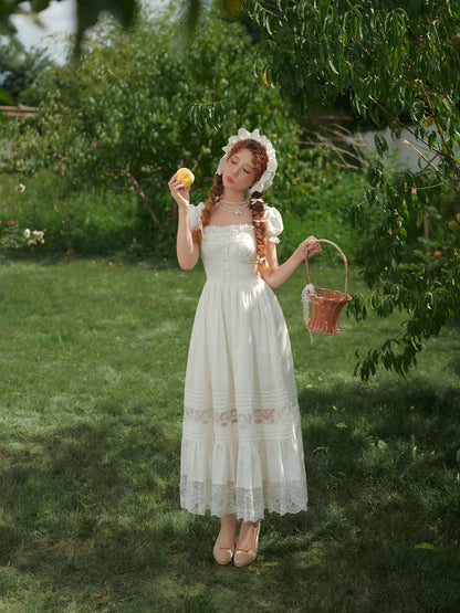 Pure White Cinderella Square-Neck Princess Dress